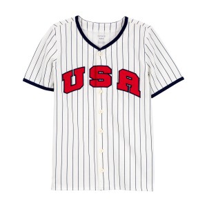Multi Kid USA Striped Baseball Tee