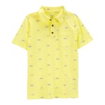 Yellow Kid Sunglasses Print Polo Shirt