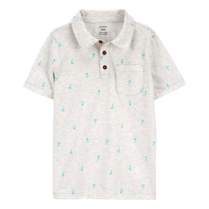 Grey Kid Printed Polo Shirt