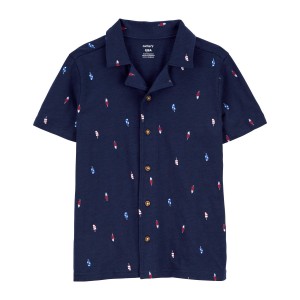 Navy Kid Popsicle Button-Front Shirt
