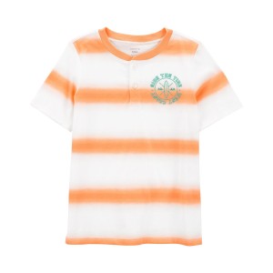 Orange/White Kid Striped Jersey Henley