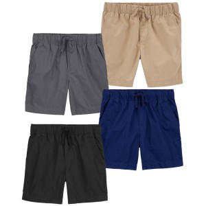 Multi Kid 4-Pack Pull-On Poplin Shorts