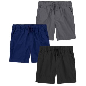 Multi Kid 3-Pack Pull-On Poplin Shorts