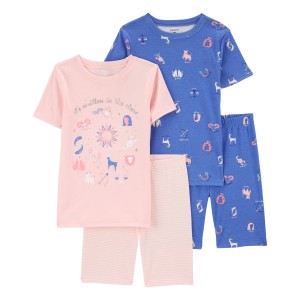 Pink, Blue Kid 4-Piece In The Stars Pajamas Set