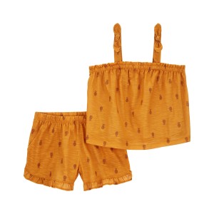 Yellow Kid 2-Piece Pineapple Loose Fit Pajama Set