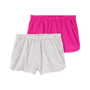 Pink/Grey Kid 2-Pack Jersey Pajama Shorts