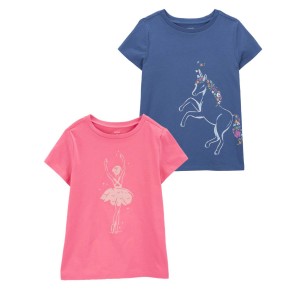 Multi Kid 2-Pack Unicorn & Ballerina Graphic Tees