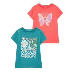 Multi Kid 2-Pack Butterfly Sun Graphic Tees