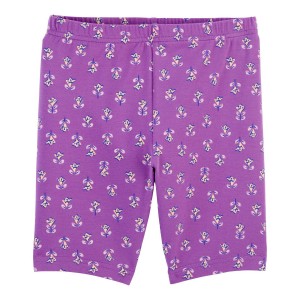 Purple Kid Floral Bike Shorts