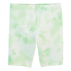 Green Kid Tie-Dye Bike Shorts