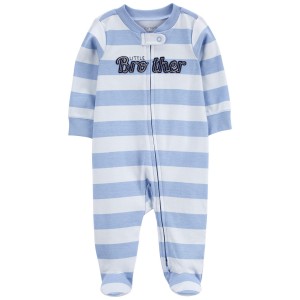 Blue Baby Little Brother 2-Way Zip Cotton Sleep & Play