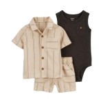 Tan/Black Baby 3-Piece Outfit Set
