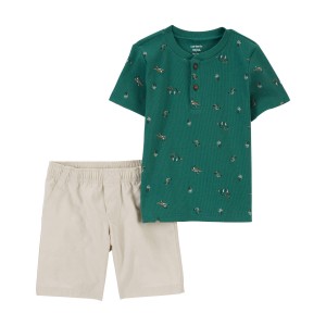 Jungle Print Baby 2-Piece Shirt and Shorts Set