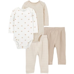 Multi Baby 4-Piece PurelySoft Long-Sleeve Bodysuits & Pants Set