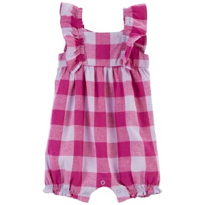Purple Baby Plaid Romper Made With LENZING ECOVERO