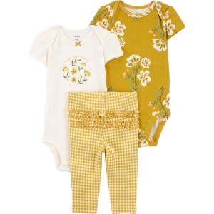 Yellow/White Baby 3-Piece Floral Little Character Set