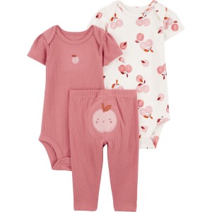 Red/Pink Baby 3-Piece Apple Print Little Character Set