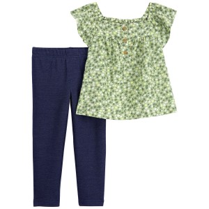 Multi Baby 2-Piece Flutter Top and Leggings Set