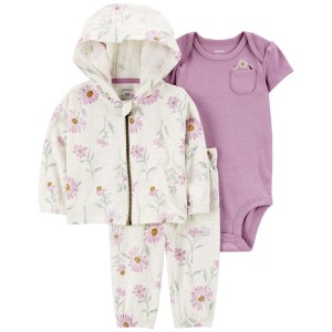 Purple Baby 3-Piece Floral Little Jacket Set