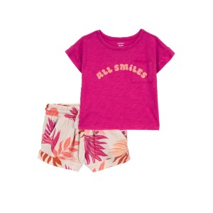 Multi Baby 2-Piece All Smiles Pocket Tee & Pull-On French Terry Shorts Set