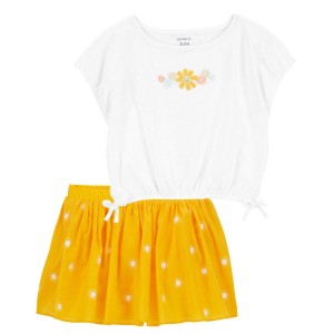 Multi Baby 2-Piece Sunflower Top & Polka Dot Skort Set