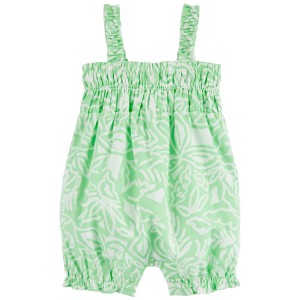 Green Baby Floral Twill Romper
