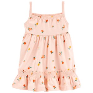 Coral Baby Peach Sleeveless Cotton Dress