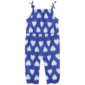 Blue Baby Heart Cotton Jumpsuit