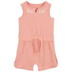 Pink Baby Embroidered Floral Romper