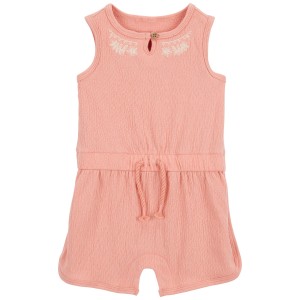 Pink Baby Embroidered Floral Romper