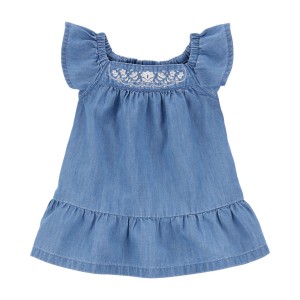 Chambray Baby Embroidered Chambray Dress