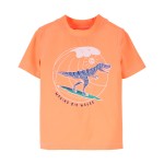 Orange Toddler Dinosaur Short-Sleeve Rashguard