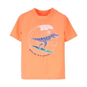Orange Toddler Dinosaur Short-Sleeve Rashguard