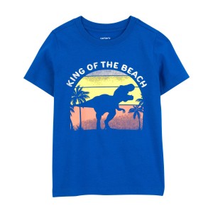 Blue Toddler Dinosaur King Of The Beach Graphic Tee
