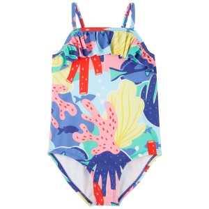 Blue Toddler 1-Piece Coral Swimsuit