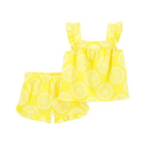 Yellow Toddler 2-Piece Lemon Loose Fit Pajama Set