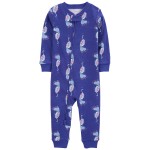 Navy Toddler 1-Piece Peacock 100% Snug Fit Cotton Footless Pajamas