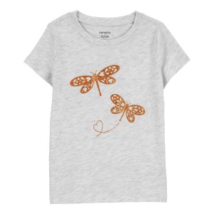 Grey Toddler Glitter Dragonfly Graphic Tee