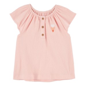 Pink Toddler Ice Cream Crinkle Jersey Top