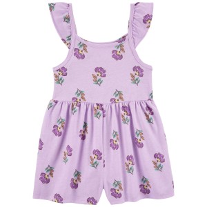 Purple Toddler Floral Cotton Romper
