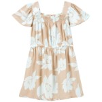 Tan Toddler Floral Print Dress Made With LENZING ECOVERO