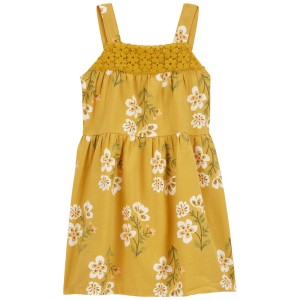 Yellow Toddler Floral LENZING ECOVERO Linen Dress