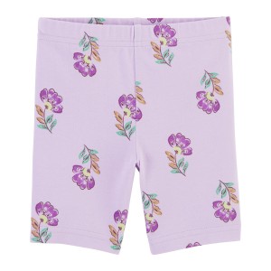 Purple Toddler Floral Bike Shorts
