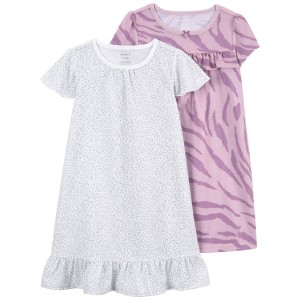 Purple/Grey Kid 2-Pack Nightgowns