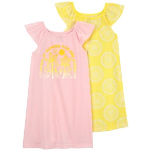 Pink/Yellow Kid 2-Pack Nightgowns