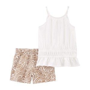 Multi Kid 2-Piece Crinkle Jersey Top & Pull-On Shorts