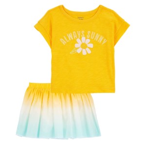 Multi Toddler 2-Piece Always Sunny Flower Tee & Ombre Skort Set