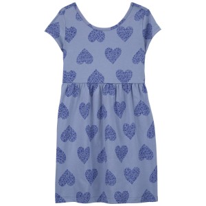 Blue Kid Heart Jersey Dress