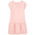 Pink Kid Bunny Print Soft Cotton Dress