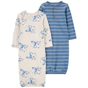 Blue/White Baby 2-Pack Sleeper Gowns